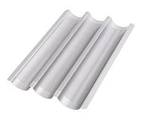 GOURMEO Anti-adhésif Moule à Baguette pour Four - 38,5cm x 28,5cm x 3,5cm - Plaque a Pain Perforé pour Cuisson de 3 Baguettes - Facile à Utiliser et à Nettoyer