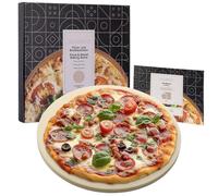 GOURMEO Pierre a Pizza pour Four - Pierre Refractaire Four en Cordiérite de 35 cm de Diamètre - Plaque Pizza Four Plat aussi pour Barbecue Electrique ou à Charbon Maximum 800°C