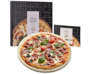GOURMEO Pierre a Pizza pour Four - Pierre Refractaire Four en Cordiérite de 35 cm de Diamètre - Plaque Pizza Four Plat aussi pour Barbecue Electrique ou à Charbon Maximum 800°C