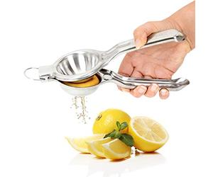 GOURMEO Presse Agrumes Manuel Inox - Presse Citron en Acier Inoxydable - Presse Agrume Manuel Résistant au Lave-Vaisselle - Coude Mexicain Antirouille