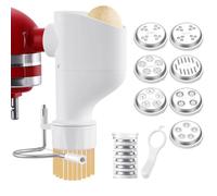 Gourmet - Accessoire pour machine à pâtes KitchenAid - Accessoire presse à pâtes pour robot pâtissier KitchenAid avec 7 plaques interchangeables - Plastique de qualité alimentaire (mise à jour)