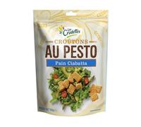 GOURMET - Croûtons Ciabatta au pesto FRESH | Savoureux et croquant | Parfait pour vos soupes | le paquet de 80 g | LOT DE 4
