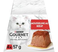 Gourmet - Délice Mousse pour Chat Adulte au Bœuf, Sauce Savoureuse et Fondante (4 x 57g) - Le Lot De 3