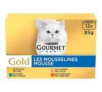 Gourmet - Délice Mousse pour Chat Adulte, Saveurs Poulet, Lapin, Saumon & Rognons (12x85g) - Lot de 3 - Vendu par Lot