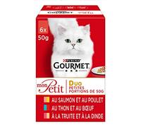 GOURMET - Duo : Saumon-Poulet, Thon-Bœuf, Truite-Dinde - 6x50g - Lot de 8