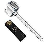 Gourmet Easy Attendrisseur de Viande Inox, Design Original, Garantie à Vie | Double face avec bonne prise en main, idéal pour escalopes et steaks, compatible lave-vaisselle.