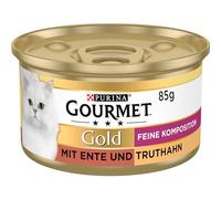 Gourmet Gold chat Doublure Alliance Raffinée - Lot de 12 (12 x 85g) - Au canard et à la dinde