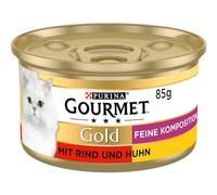 Gourmet Gold chat Doublure Alliance Raffinée - Lot de 12 (12 x 85g) - Poulet-boeuf