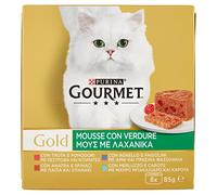 Gourmet Purina Gold Mousse avec Légumes Humide Chat Agneau, Canard, Truite, Morue 96 Canettes de 85 g chacune