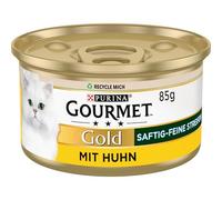 Gourmet Gold Juteux à Fines Rayures avec Poulet, Nourriture Humide pour Chat, 12 x 85 g