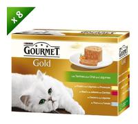 GOURMET GOLD Les Terrines aux Légumes Multivariétés - 12 x 85 g (x8) - Pour chat adulte