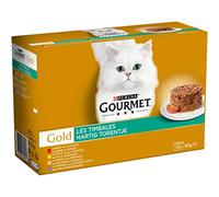 GOURMET Gold - Les Timbales avec des Légumes : Bœuf-Tomate, Poulet-Carottes, Dinde-Epinards, Agneau-Haricots verts - 12x85g - Lot de 8