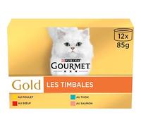 GOURMET Gold Les Timbales - pâtée Chat Émincé Assortiment en Sauce, 96 x 85g