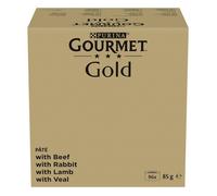 Gourmet GOLD Les Mousselines pour chat adulte – Lapin, Bœuf, Veau, Agneau – 96 x 85 g