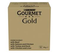 Gourmet Gold Les Noisettes - Assortiment bœuf/saumon/poulet/dinde/canard/foie - 96 x 85 g