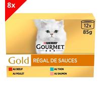 GOURMET GOLD - Régal de Sauces -12x85g - Boîtes pour chat adulte (Lot de 8)