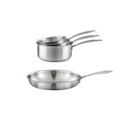 CUISINOX - GOURMET - Lot de 3 casseroles inox 16/18/2 0cm et 1 poêle inox 32 cm G