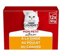 GOURMET MON PETIT INTENSE | Chat Adulte | Aliment Humide | À La Volaille: Poulet, Canard, Dinde | 12 x 50 g | Sachet fraicheur
