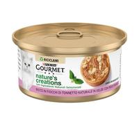 GOURMET Nature's Creations Aliments humides pour Chats Adultes Flocons de Tonne Naturel et Poisson Blanc en gelée 24 boîtes de 70 g