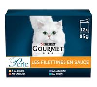 Gourmet - Pâtée en Sauce Saveurs Dinde, Canard, Agneau & Thon, Repas Gourmand pour Chat Adulte (12x85g) - Le Lot De 3