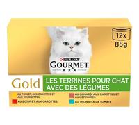 Gourmet - Pâtée pour Chat Adulte Saveur Variée Viande, Poisson & Légumes, Texture Fondante (12x85g) - Le Lot De 3