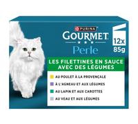 Gourmet Perle Filettines aux légumes - Pack assorti pour chat - 12 x 85 g