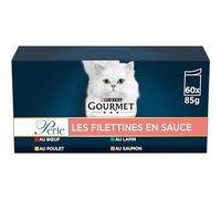 GOURMET Perle Filettines - pâtée Chat Assortiment Viandes Poisson, 60 x 85 g