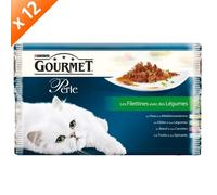 GOURMET PERLE Les Filletines avec des légumes Multivariétés - 4 x 85 g (x12) - Pour chat adulte