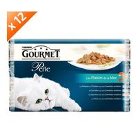 GOURMET PERLE Les Plaisirs de la Mer Multivariétés - 4 x 85 g (x12) - Pour chat adulte