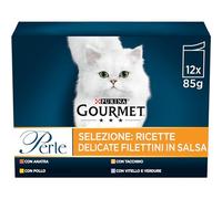Gourmet Perles humides pour Chat en Sauce avec Poulet, Canard, dindes, Veau avec légumes- 72 enveloppes de 85 g chacune (6 boîtes de 12 x 85 g)