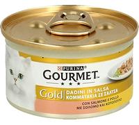 Gourmet Purina Gold Humide Chat Dadins en Sauce au Saumon et Poulet - 24 Canettes de 85 g chacune Lot de 24 x 85 g