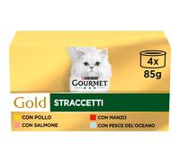 Gourmet Purina Gold Lot de 4 enveloppes de 85 g pour Chats avec Boeuf, Poulet, Poisson de l'océan et Saumon