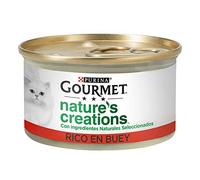 Gourmet Purina Nature's Creations Nourriture Humide Naturelle pour Chat avec bœuf, 24 boîtes de 85 g