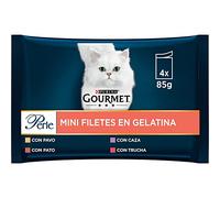 Gourmet Purina Perle Fine Feuilles en Gélatine Pack Assortiment de sachets 4 x 85 g - 340 g, Noir