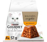 GOURMET Revelations | Chat | Bouchées en Gelée | Au Poulet | Portions Repas pour Chats Adultes | Boîte | 4 x 57 g
