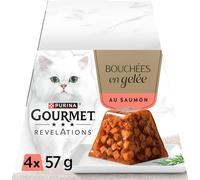 GOURMET Revelations | Chat | Bouchées en Gelée | Au Saumon | Portions Repas pour Chats Adultes | 4 x 57g