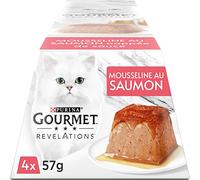 GOURMET REVELATIONS , Mousseline au Saumon Nappée de Sauce , Portions Repas pour Chats Adultes , 4 x 57 g