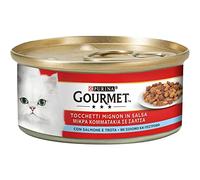 Gourmet Rouge tocchetti Mignon pour Le Chat, avec Saumon et Truite, 195 g - Lot de 24 pièces