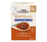 Gourmet Soup Royale Lot de 4 soupes pour Chats au Saumon, morue ou Farine, complément Alimentaire pour Chats Adultes, 6 x 45 g