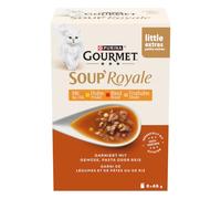 Gourmet Soup Royale Lot de 4 soupes pour Chats avec bœuf, Poulet ou Dinde - Complément Alimentaire pour Chats Adultes - 6 x 45 g