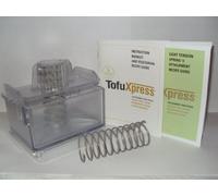 Gourmet Tofu Press / Marinating Dish - Clear - w/Light Tension Spring Attachment. TofuXpress removes moisture from tofu and other foods automatically without mess. Make cheese, greek-style yogurt, macrobiotic salads. by TofuXpress