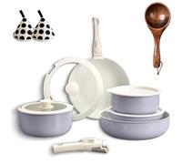 Gourmetific Cookware Set, Gourmetific Cookware Set Stackables With Removable Handle, 5/9/11/15 Piece Cookware Detachable Handle Set, Easily Clean, with Detachable Handle (Purple,9PCS)