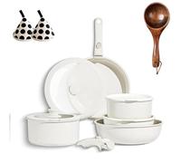 Gourmetific Cookware Set,Gourmetific Cookware Set Stackables With Removable Handle, 5/9/11/15 Piece Cookware Detachable Handle Set with Detachable Handle, Easily Clean (White,15PCS)