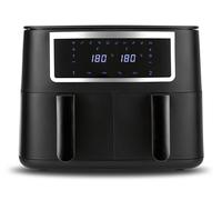 GOURMETmaxx Air Fryer avec 2 tiroirs - 2 x 4 L | Pour cuire en même temps | Friteuse à air chaud avec écran tactile, minuterie & arrêt automatique | 10 programmes | Frire presque sans huile