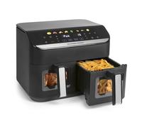 GOURMETmaxx AirGenius Air Fryer, 9 L - 2 x 4,5 L | Friteuse avec 8 programmes | Friteuse 2 cuves - 2 aliments en même temps, pour max. 8 personnes | Écran tactile multi-couleurs