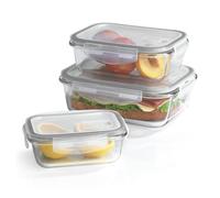 GOURMETmaxx Boîtes de conservation en verre Klick-it, set de 3 | Excellent pour le lave-vaisselle, le micro-ondes, le four et le congélateur | Etanche à l'air & anti-fuite