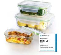 GOURMETmaxx Boîtes de conservation en verre Klick-it, set de 4, convenant au lave-vaisselle, au micro-ondes, au four et au congélateur, étanches à l'air et anti-fuites