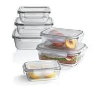 GOURMETmaxx Boîtes de conservation en verre Klick-it, set de 6 | Excellent pour le lave-vaisselle, le micro-ondes, le four et le congélateur | Etanche à l'air & anti-fuite