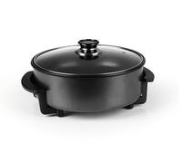 GOURMETmaxx Casserole à pizza électrique avec thermostat, couvercle en verre et revêtement antiadhésif, poêle multifonction avec diamètre 30 cm et 1500 W, idéale pour les fêtes