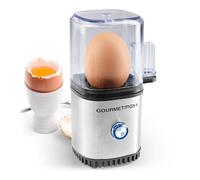 GOURMETmaxx Cooker à œufs pour 1 œuf | Egg Cooker électrique à économie d'énergie pour des œufs parfaits au petit déjeuner | Avec bol doseur & Egg Pick | Design compact & sans BPA [Acier inoxydable]